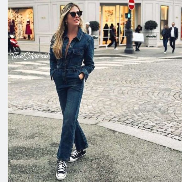 BLOGGER'S FAVE! Zara Front Pocket Denim Jumpsuit Indigo NWT - Picture 3 of 16
